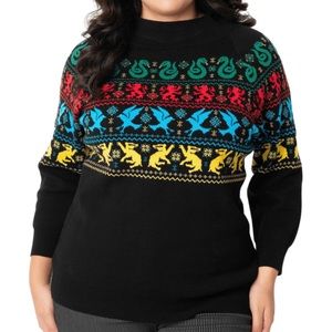 Unique Vintage Harry Potter Houses Holiday Christmas Sweater 4X/5X